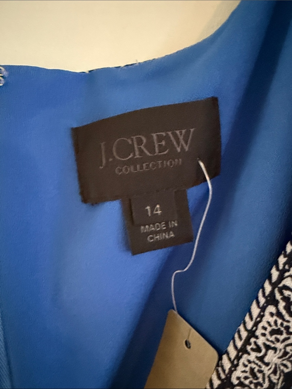 J crew silk Women’s Blue Patterned V-Neck Dress - Picture 2 of 8